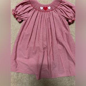 Red smocked heart dress